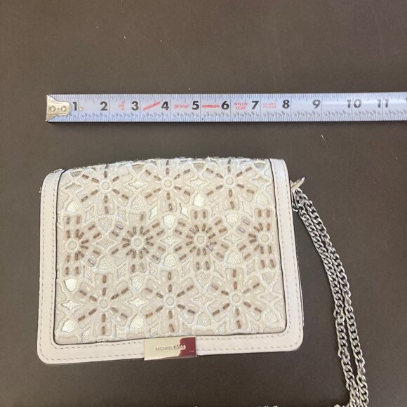 Michael Kors Clutch Crossbody Bag Purse Jade Medium Gusset Embroidered Leather - Picture 12 of 16